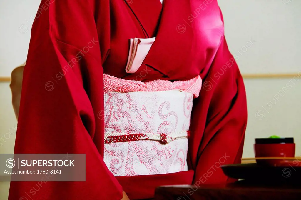 Close_up of geisha wearing Kimono.