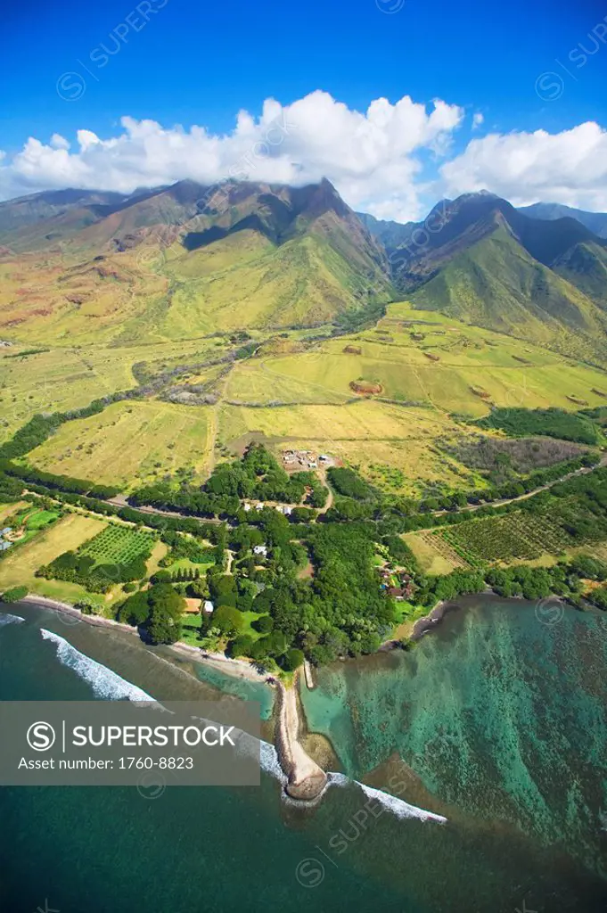 Hawaii, Maui, Aerial view of Olowalu area.