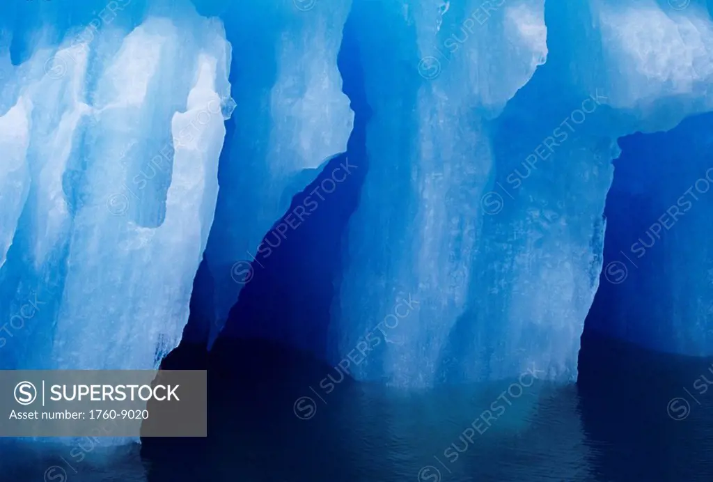 Alaska, Inside Passage, Tracy Arm_Fords Terror Wilderness Area, Close_up of beautiful blue iceberg.