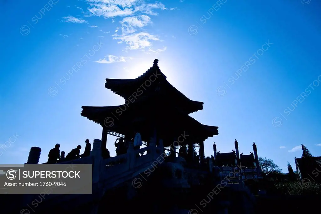 China, Beijing, The Summer Palace, A silhouette of Wenchang Pavillion.