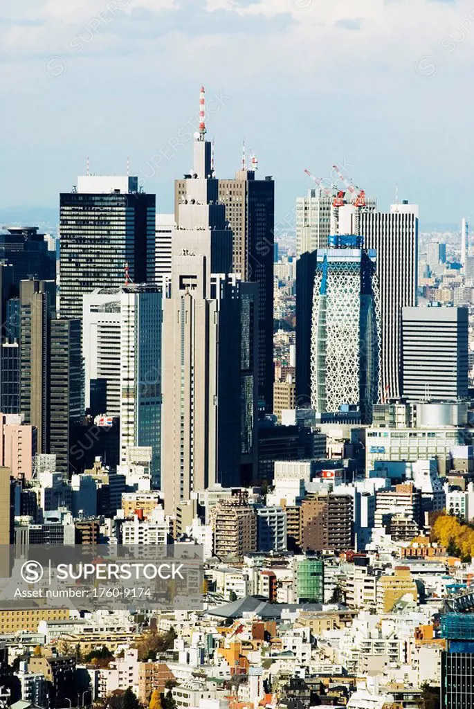 Japan, Tokyo, Shinjuku, High rise buildings of Shinjuku skyline.