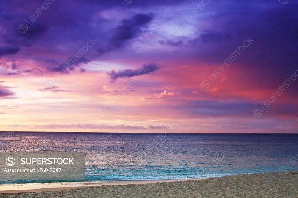 Hawaii, Oahu, North Shore, Sunset on the beach.