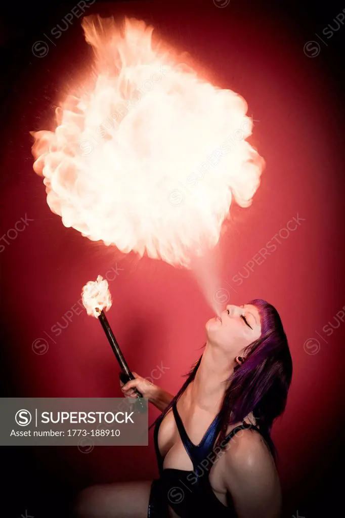 Fire breather performing