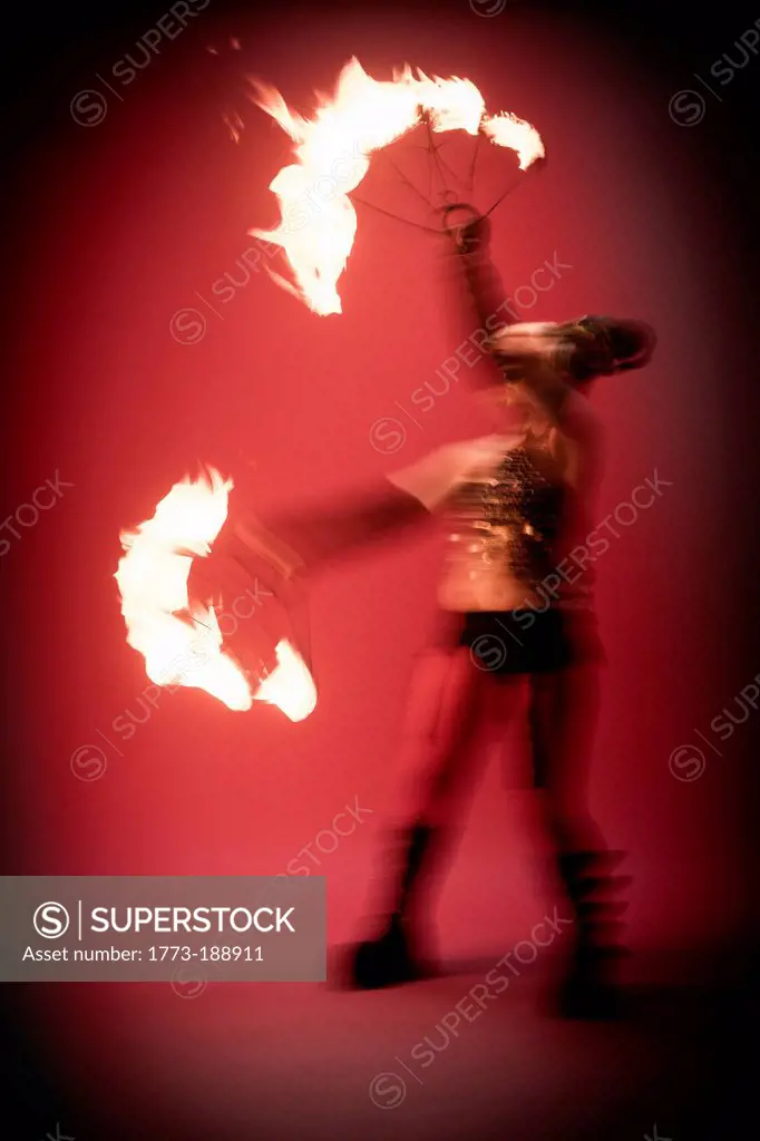 Fire dancer performing