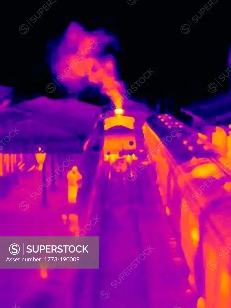 Thermal image of steam train