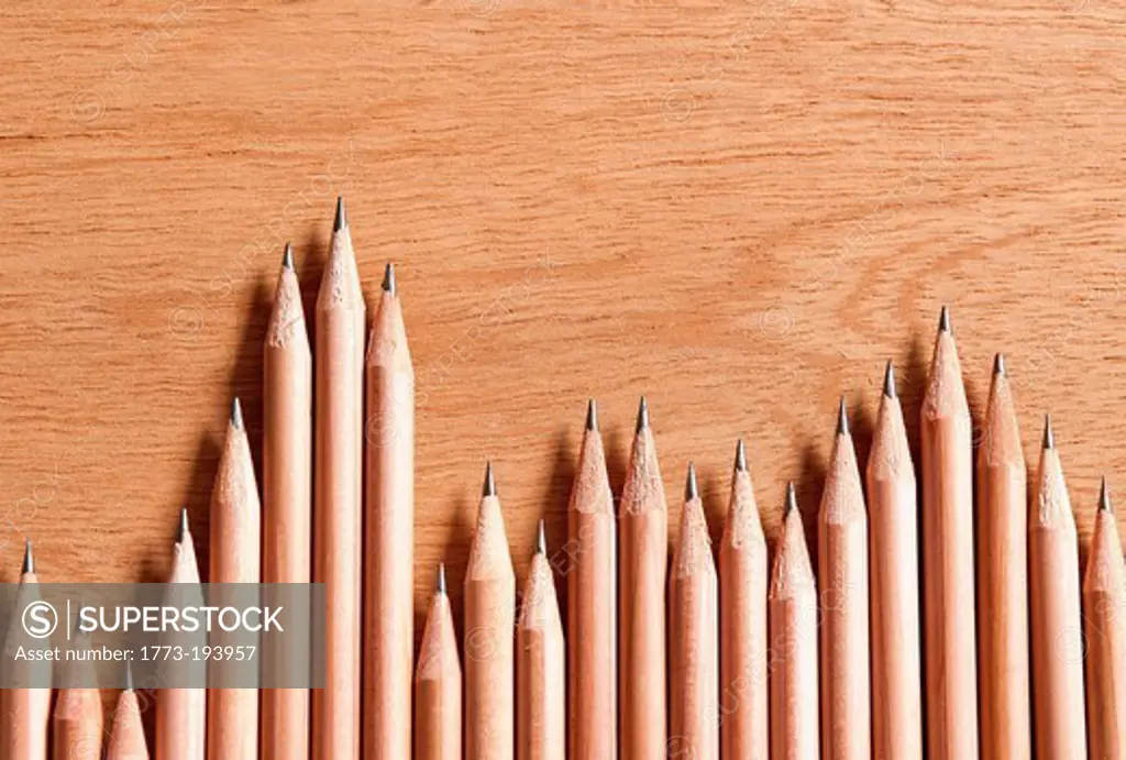 Wooden pencils in a row