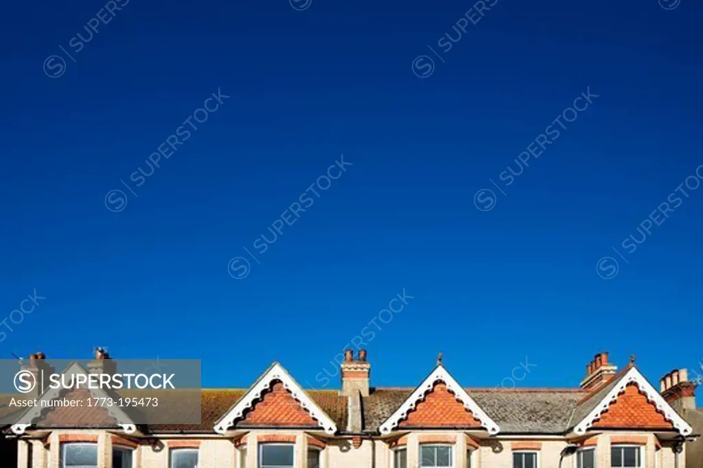 Street of houses and blue sky