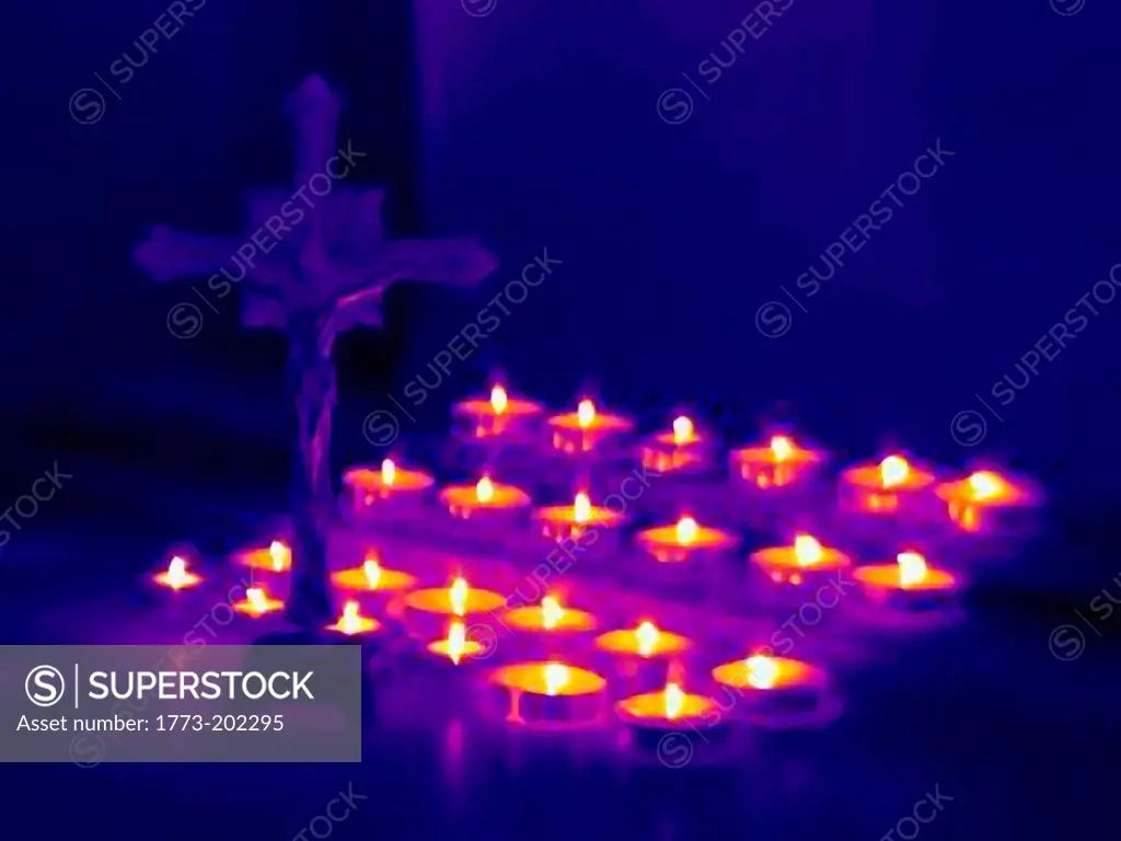 Crucifix and devotional candles