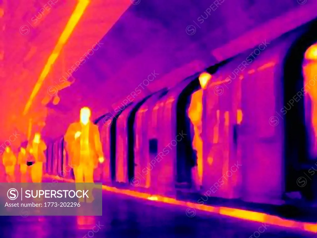 Thermal image of underground and commuters