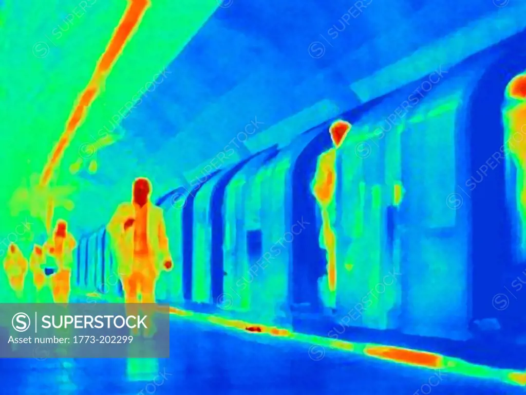 Thermal image of underground and commuters