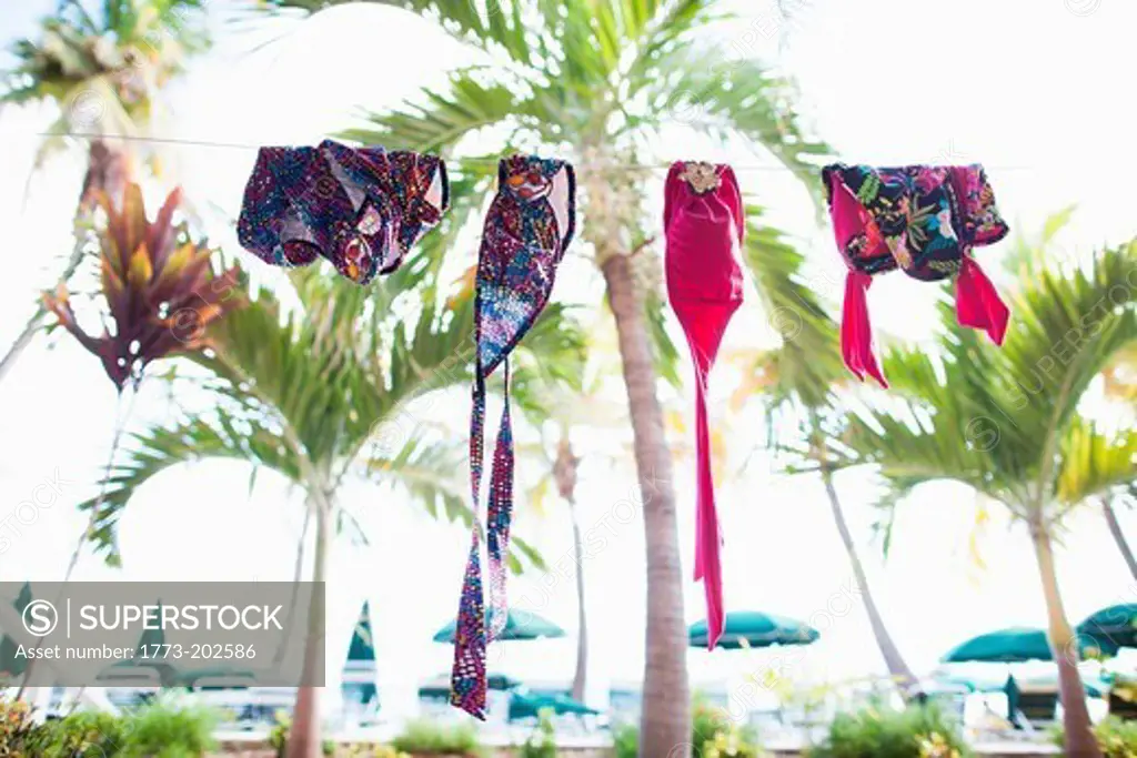 Swimwear on clothesline, St Maarten, Netherlands