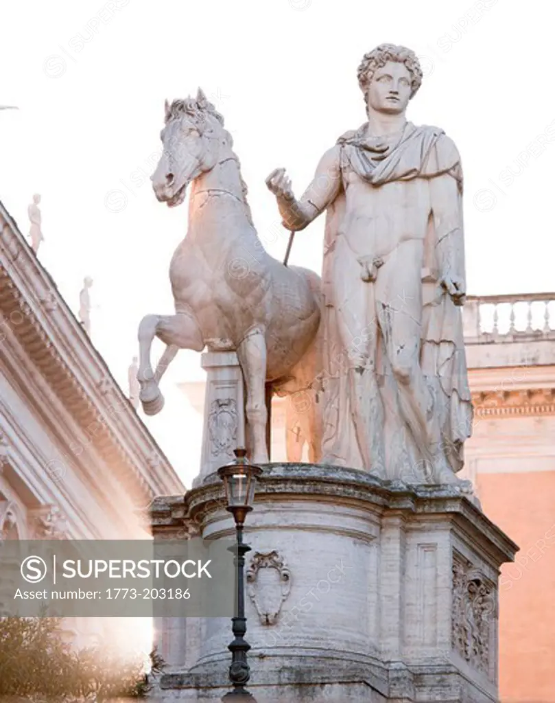 Statue of Castor on top of Capitoline Hill, Rome, Italy.