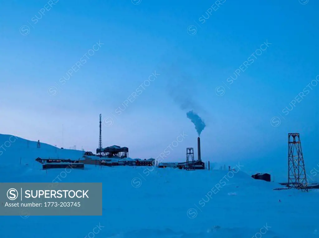 A working mine and power station on the outskirts of Longyearbyen. This is the largest settlement on the Svalbard archipelago in the Arctic Circle, Norway