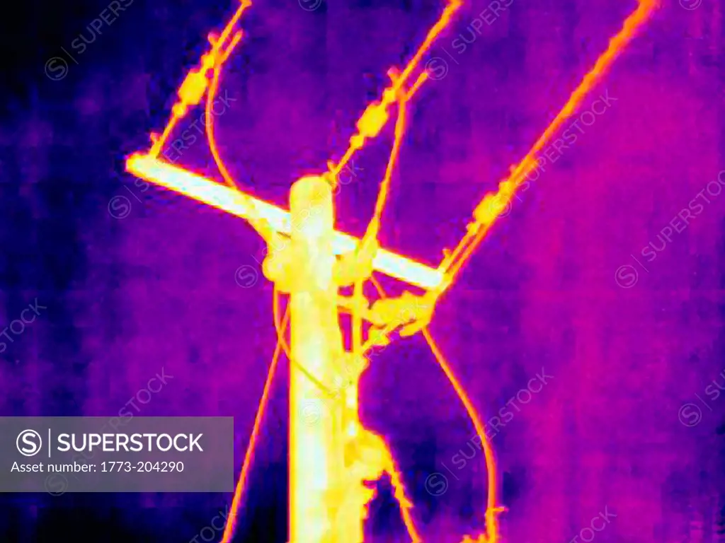 Power lines, thermal image