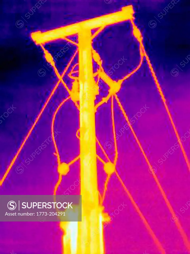 Power lines, thermal image