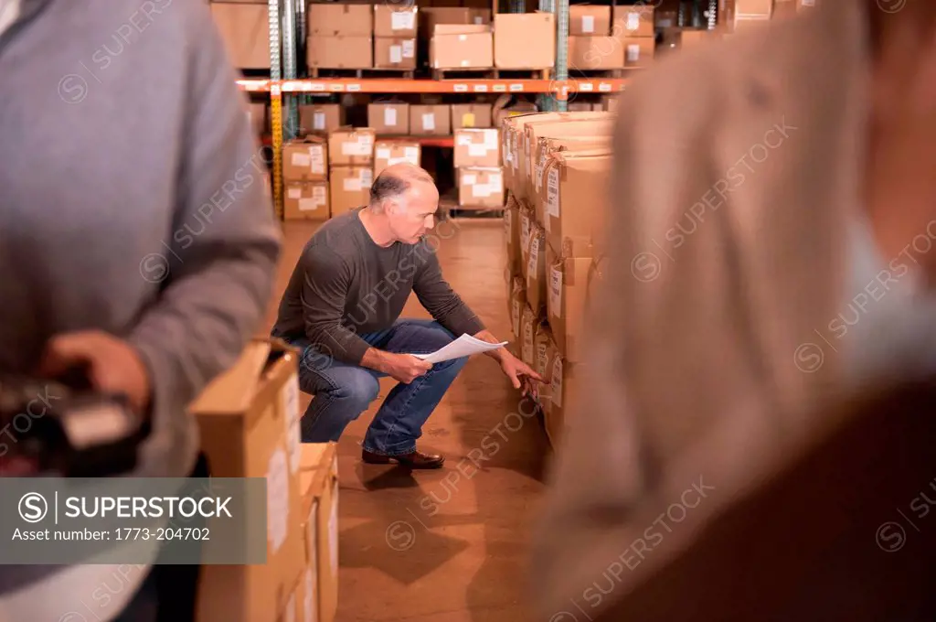 Warehouse worker doing stock take
