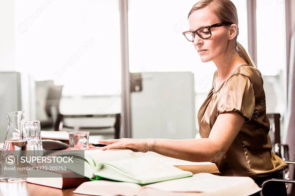Female lawyer working at desk