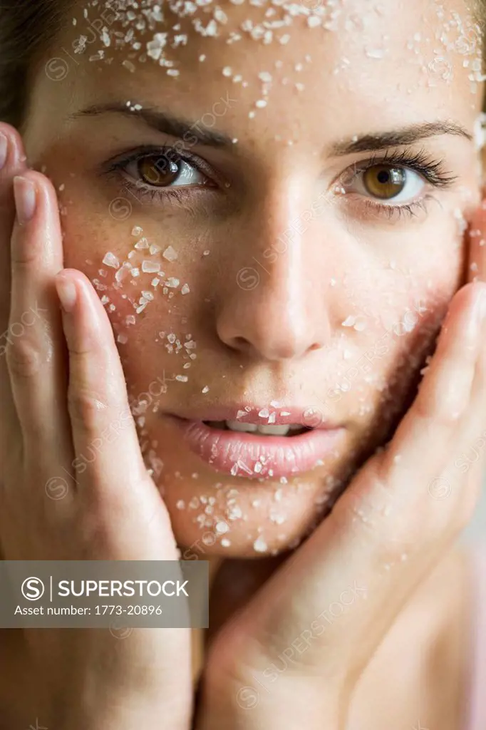 young woman with salt_peeling_mask