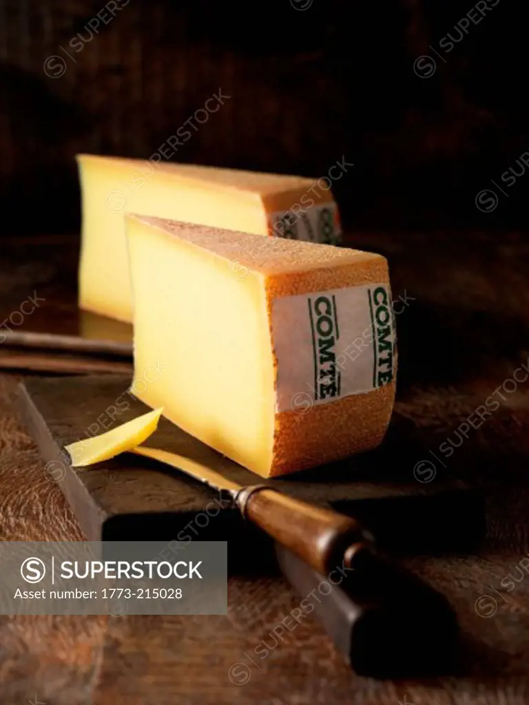 Still life with slices of comte cheese