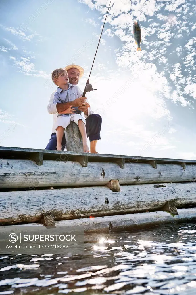 Father and son fishing, Utvalnas, Sweden