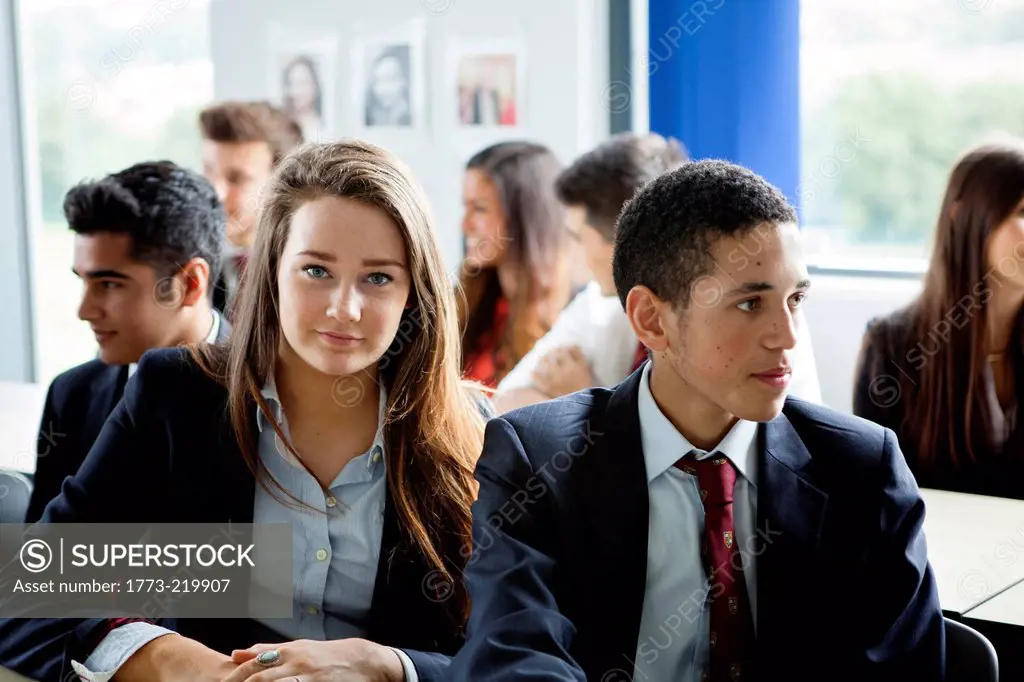 Teenage schoolchildren in classroom