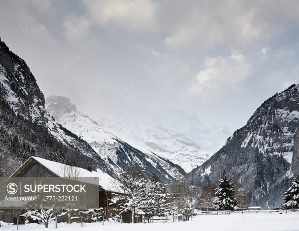 Wooden chalet, Schilthorn, Murren, Bernese Oberland, Switzerland