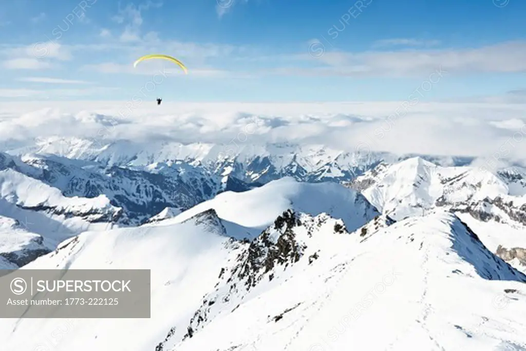 Parachuting, Schilthorn, Murren, Bernese Oberland, Switzerland