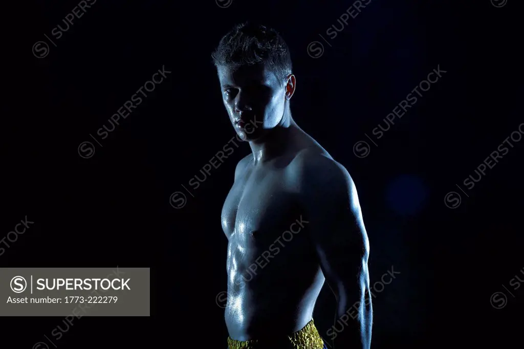 Studio portrait of young male boxer