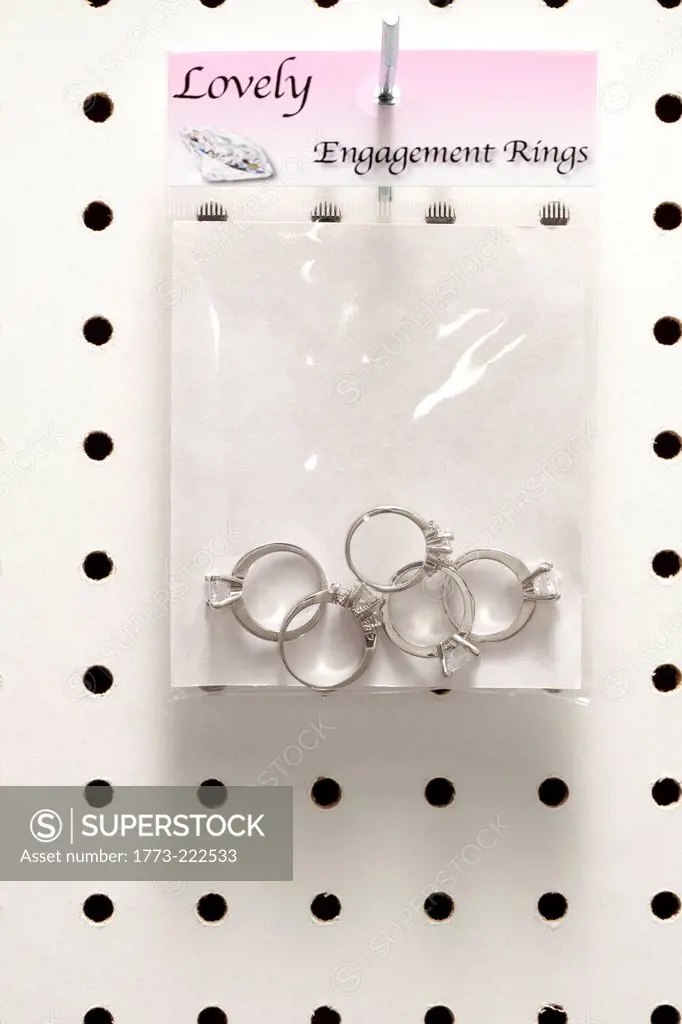 Bag containing five engagement rings
