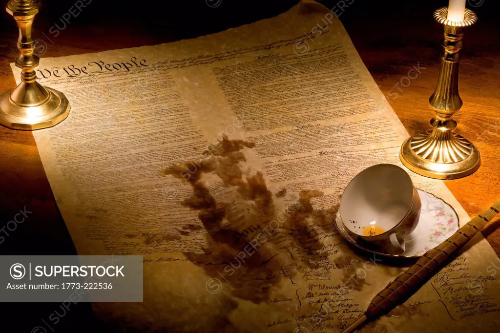 US Constitution ruined by spilled tea