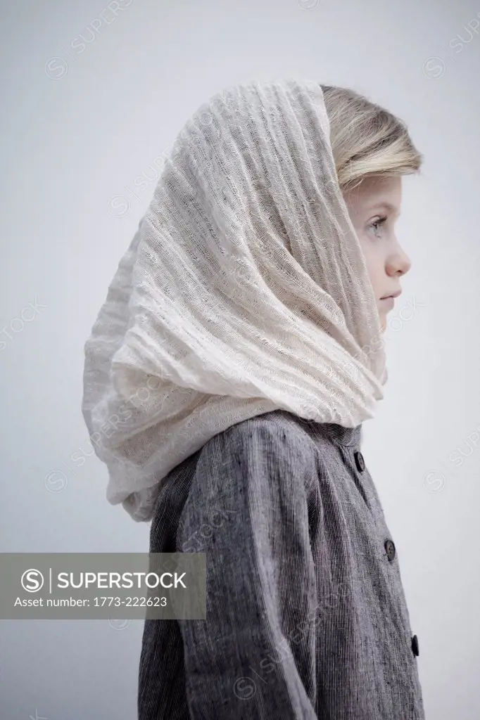 Portrait of girl wearing headscarf