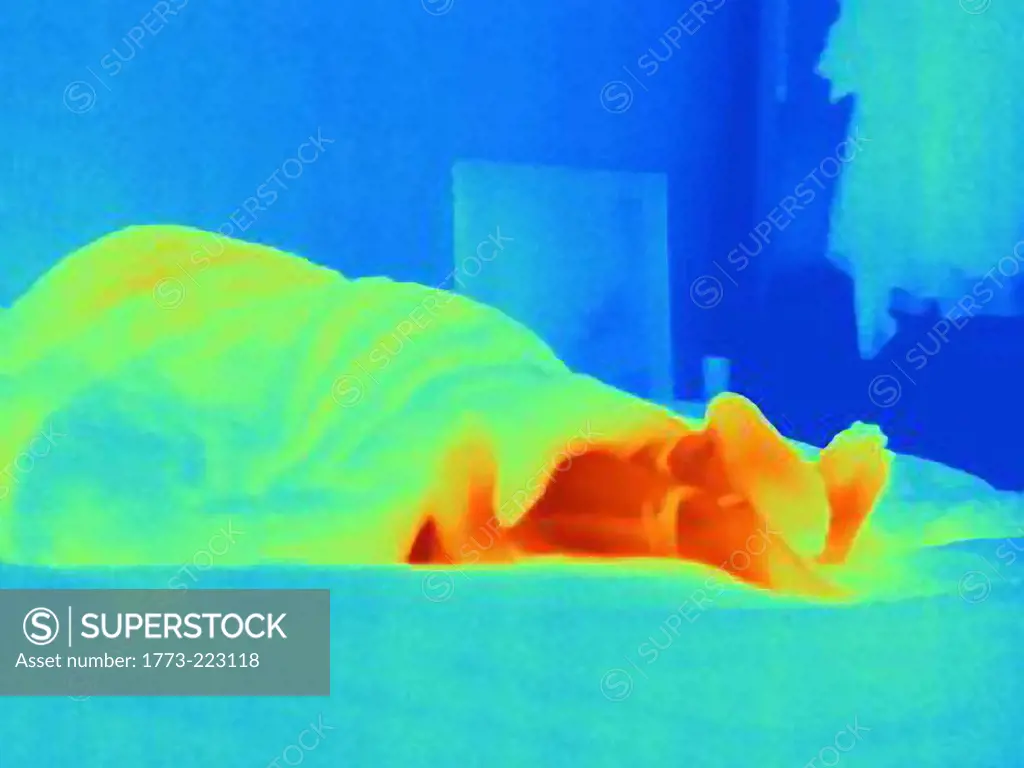 Thermal image of young couple making love