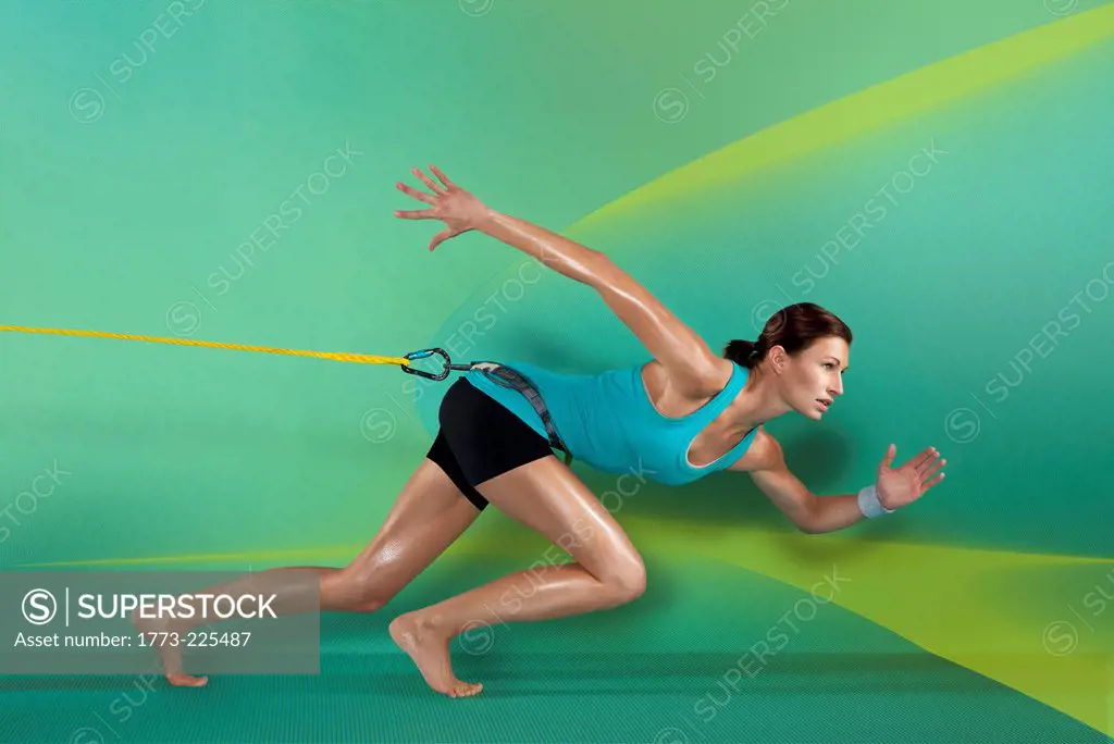 Athlete training with rope