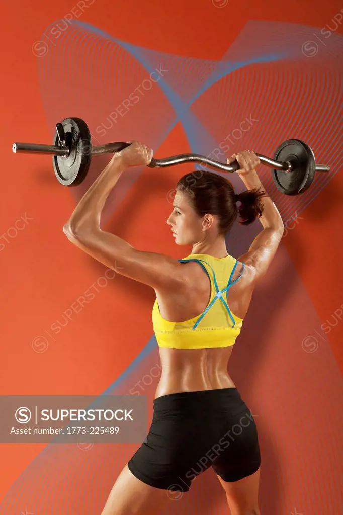 Weightlifter lifting barbells