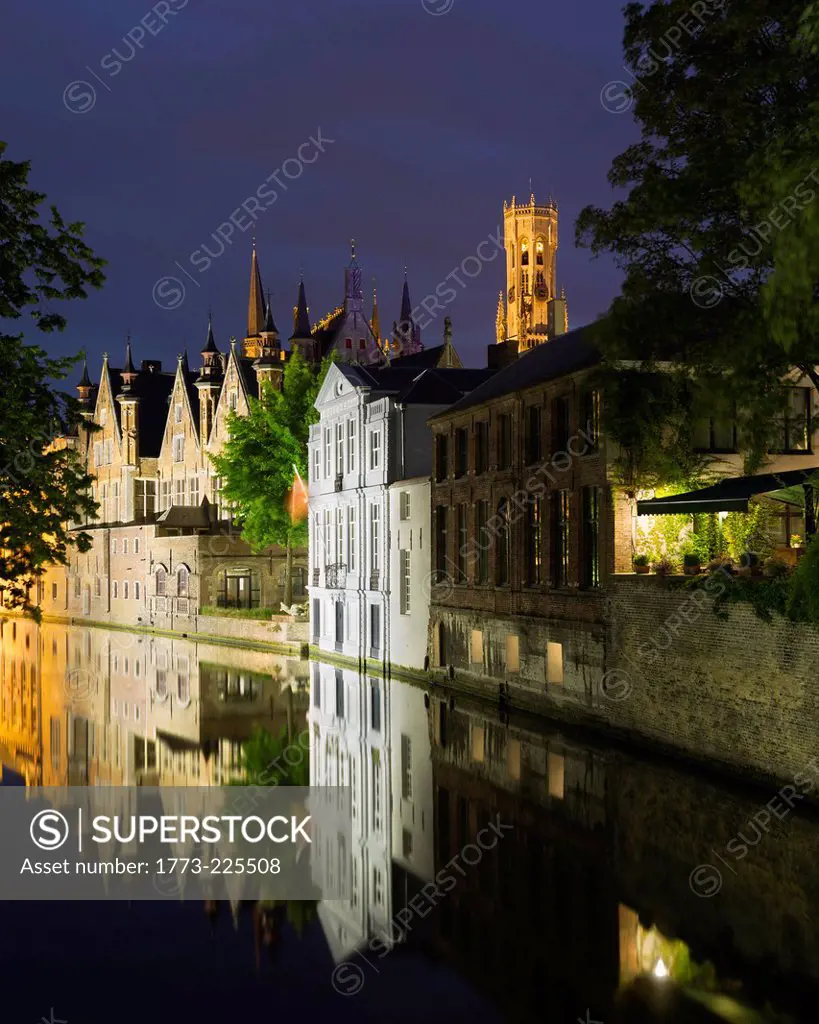 Canals of Bruges and Belfort, Bruges, Belgium