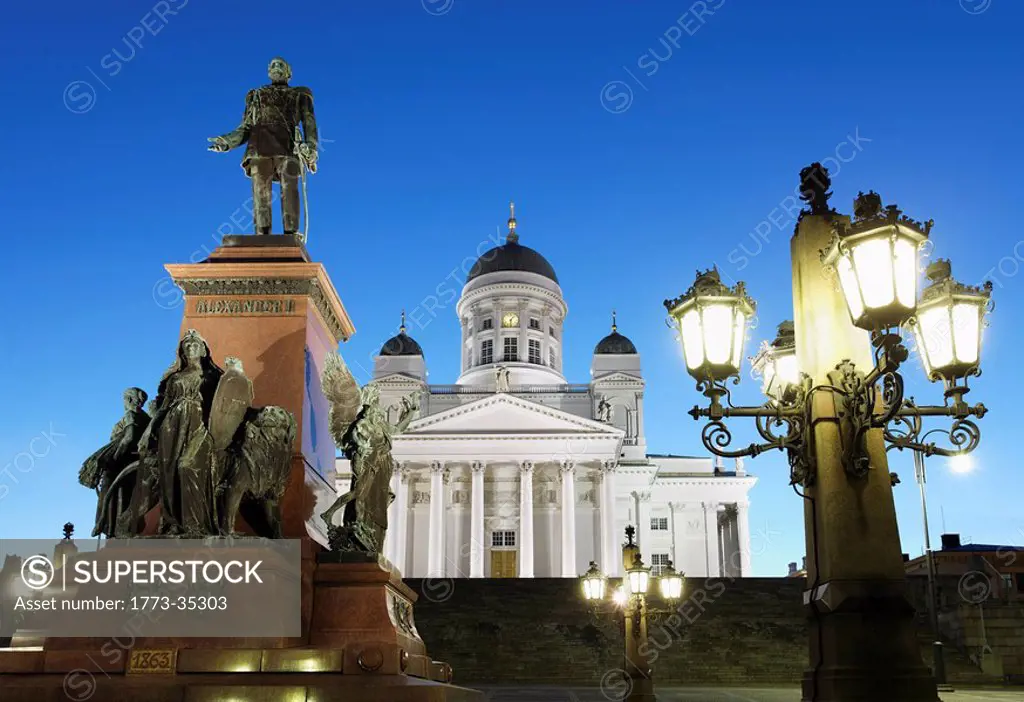 The Lutheran cathedral is located in the centre of Helsinki on Senate Square and was built between 1830 and 1852. The statue is of Emperor Alexander I...