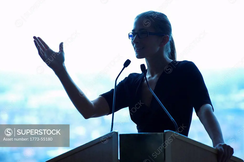 Woman talking during a conference
