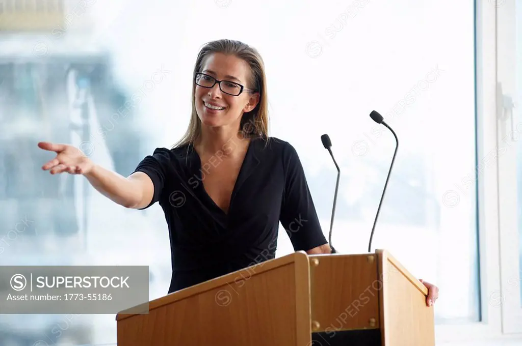 Woman talking during a conference