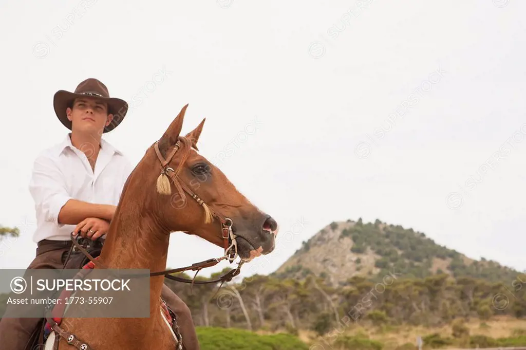 man riding horse