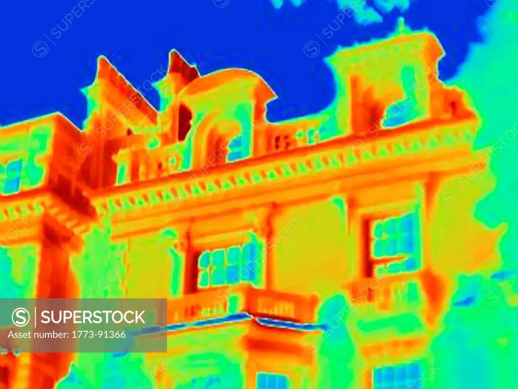Thermal image of ornate building