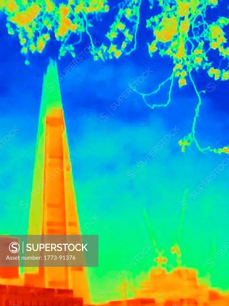 Thermal image of the Shard in London
