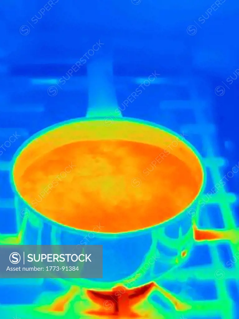 Thermal image of pot on stove