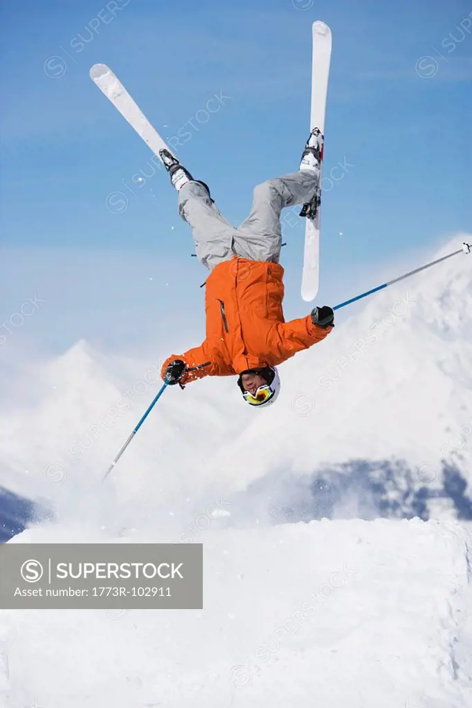 Skier jumping upside_down