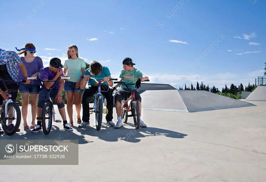 Group of teenagers at bike park