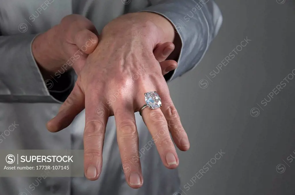 Female hand with diamond ring