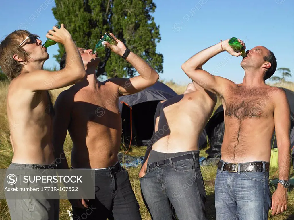 Men drinking beer at a festival