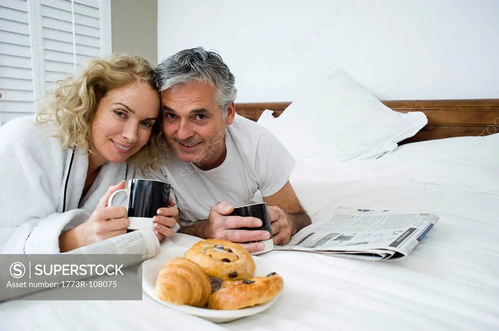 Man and woman having breakfast