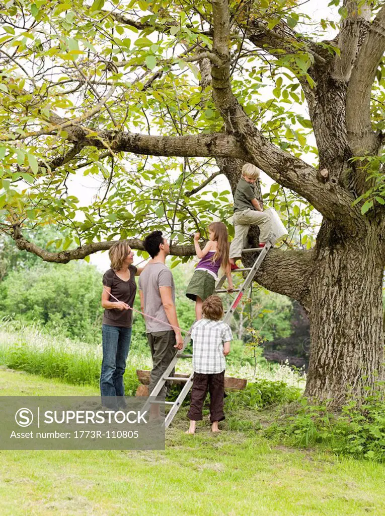 Parents With Kids Tree_Climbing