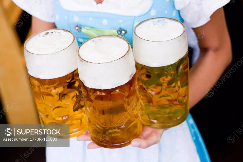 Young Woman With Glasses Beer Close Up