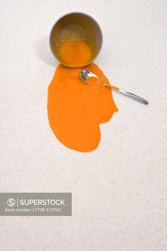 spilt bowl of soup